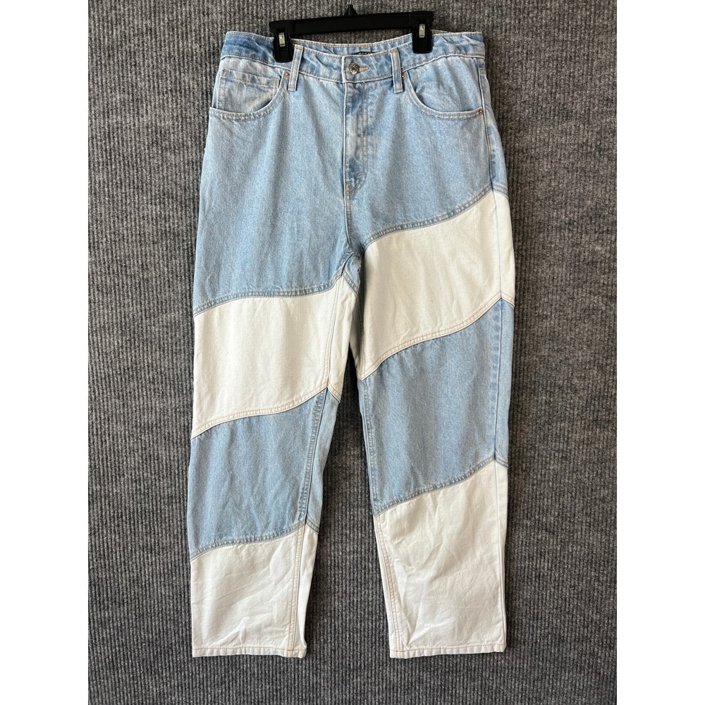 Wild Fable 90s Relaxed Straight Jeans 10 Patchwork Two Tone Denim High Rise Y2K
